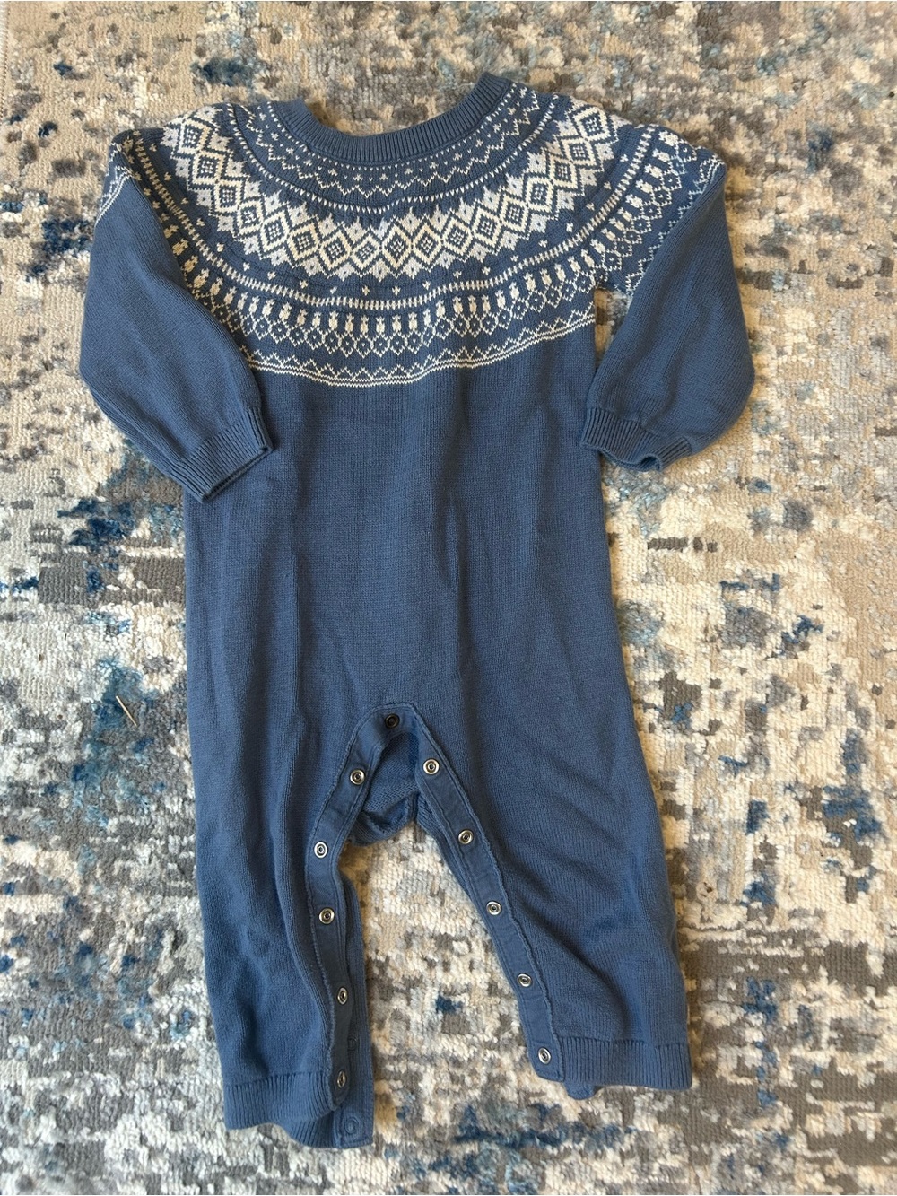 GAP Blue and White Fair Isle Knit One-Piece
